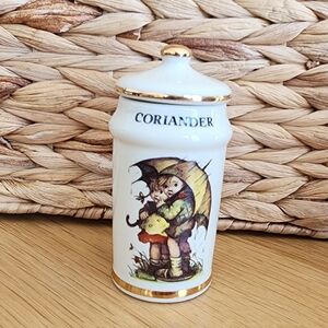 Vintage M. J. Hummel Ceramic Coriander Jar with Gold Accents